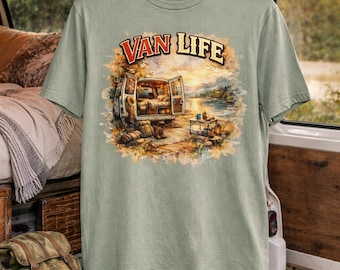 Van Life T-Shirt, Camper Van Grafik-T-Shirt, See Camping Shirt, Abenteuer-Reise-Shirt, Outdoor-Liebhaber-Geschenk, Naturästhetik-T-Shirt