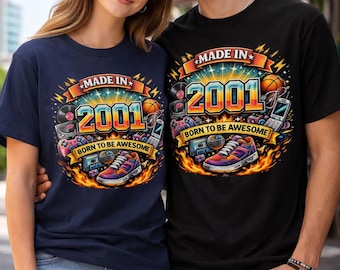 Made in 2001 Retro Grafik T-Shirt: Y2K Nostalgie Streetwear Shirt