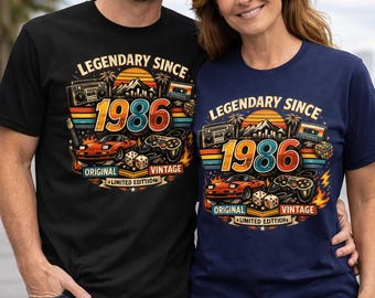 1986 Geburtstag T-Shirt - Legendär seit 1986 Vintage Style Tee - 40.Geburtstagsgeschenk für Männer & Frauen - Retro 80er Jahre Grafik-Shirt