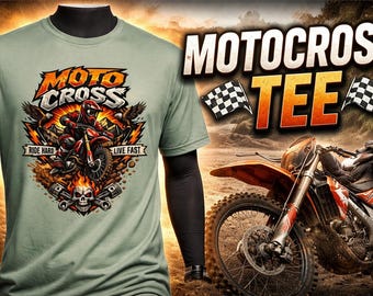 Motocross-T-Shirt | Dirt Bike Grafik T-Shirt | Fahrt hart Live schnell Shirt | MX Reiter Geschenk | Off Road Biker-Shirt | Extrem Sport T-Shirt
