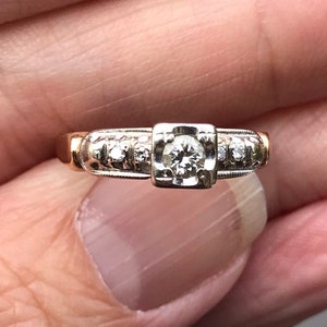 1950&#39;s  engagement ring....VERY BRIGHT Diamonds ....in 14KT yellow and white  gold