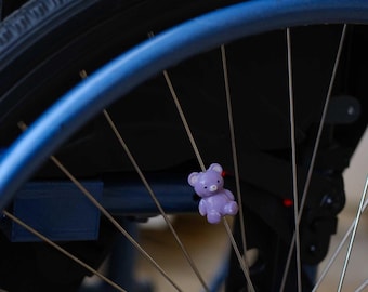 Clips para radios con forma de osito (x3) / Accesorios para sillas de ruedas / Decoraciones pintadas a mano / Adorno para silla de ruedas manual / Bicicleta