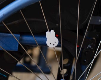 Clips para radios Miffy x6 / Accesorios para sillas de ruedas / Decoraciones pintadas a mano / Adorno para silla de ruedas manual / Bicicleta