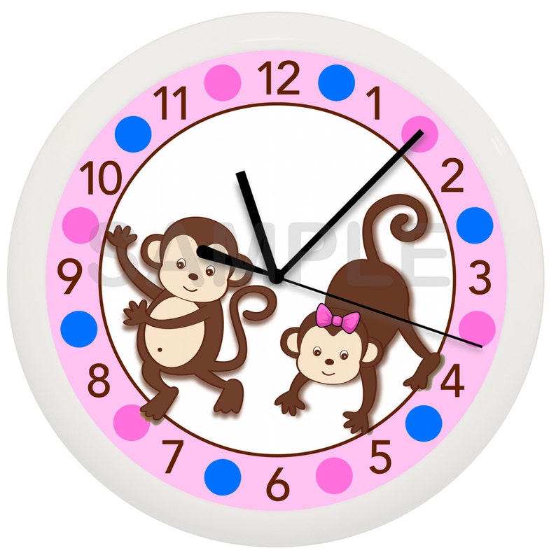 Mod Pop Monkey Personalized Nursery Wall Clock Etsy
