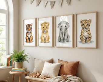 Watercolor Baby Animals Set1 Prints - Nursery Animal Wall Art (Digital Download)