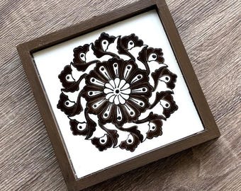 Decorative Ceramic Tray, Tray with Ceramic Tile, Rustic Serving Tray, Handmade Ceramic Tray, Persian Design Tile Tray, Mother’s Day Gift
