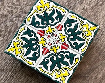 Decorative Ceramic Tray, Tray with Ceramic Tile, Rustic Serving Tray, Handmade Ceramic Tray, Persian Design Tile Tray, Mother’s Day Gift