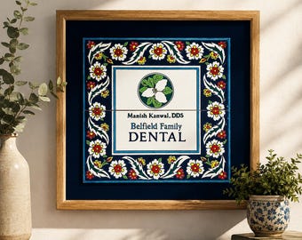 Personalized Business Logo Ceramic Tile Sign, Hand-Painted Persian Decor