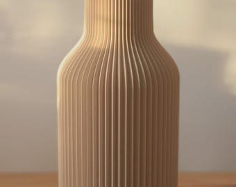 3D Printed Geometric Ribbed Vase | Minimalist Home Decor
