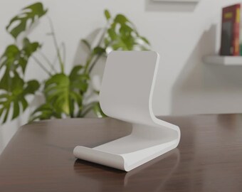 Modern Minimalist Phone Stand | 3D Printed Desktop & Kitchen Holder | Compact Portable Design