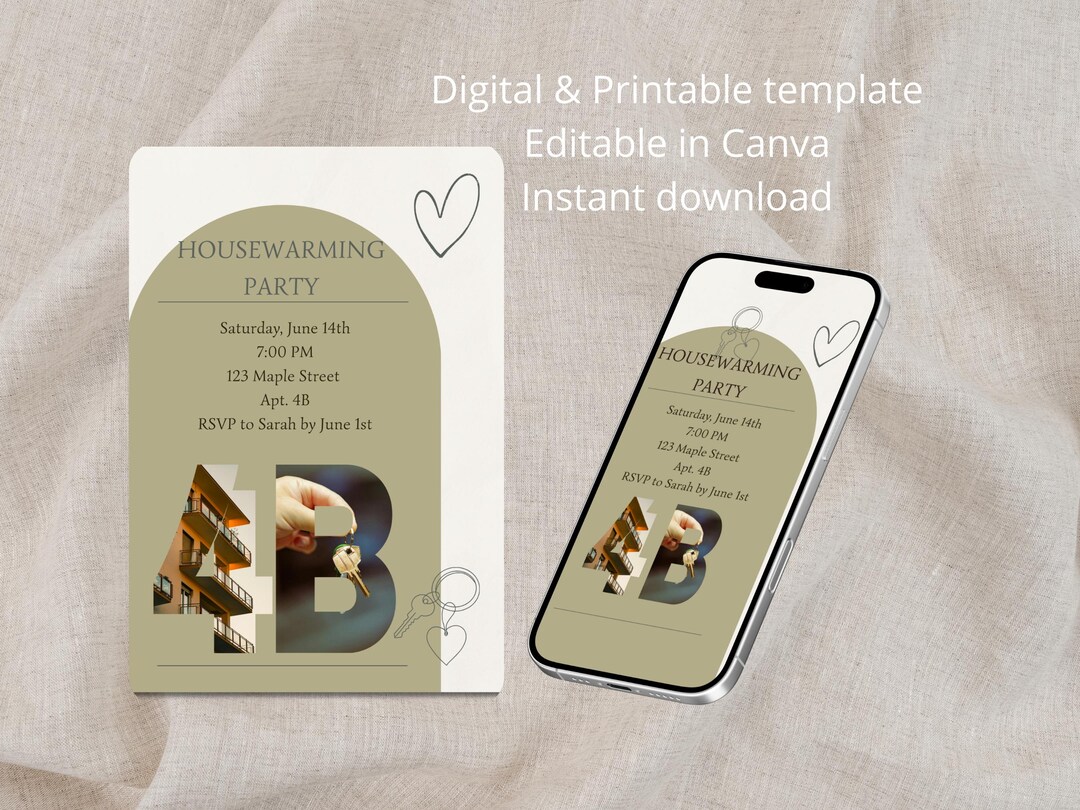 Housewarming Party Invitation, Canva, Sage Green - Etsy