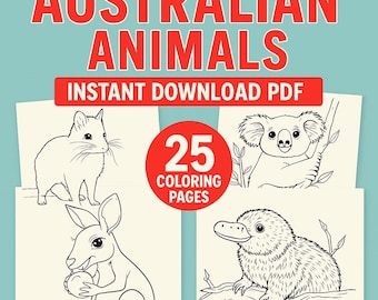 Australian Animals Coloring Pages: 25 Designs (Digital Download)