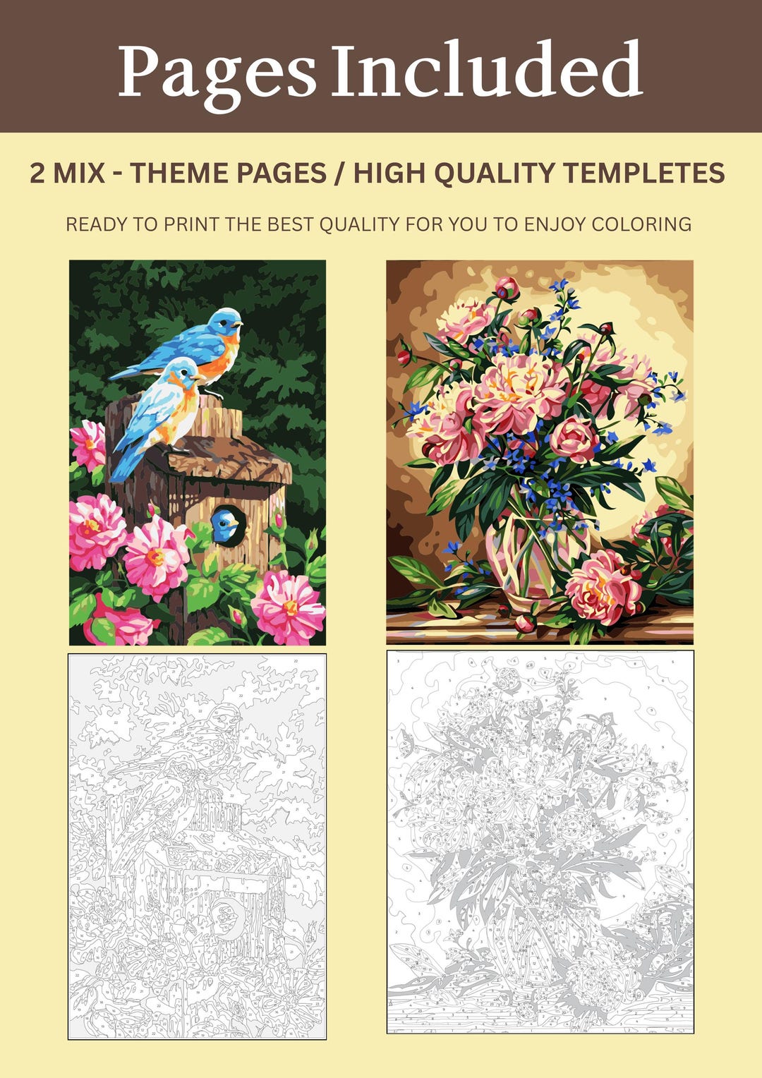 Color by Number for Adults, Printable Coloring Pages, Mindfulness ...