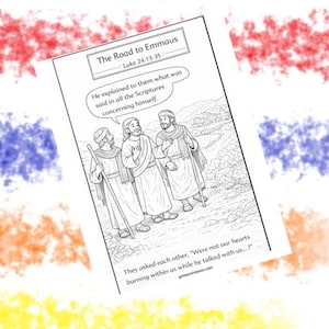 La strada per Emmaus - Pagina da colorare della Bibbia (Luca 24:13-35)