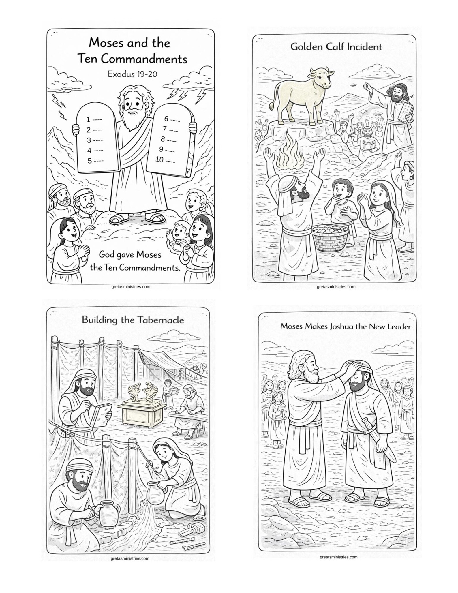 The Life of Moses Bible Coloring Pages, Sunday School Activity (15 ...