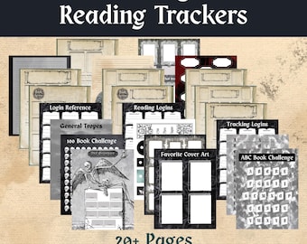 Diario de lectura gótico imprimible (más de 20 páginas) / 8,5 x 11 / Registro de lectura, rastreador de pendientes (descarga digital)