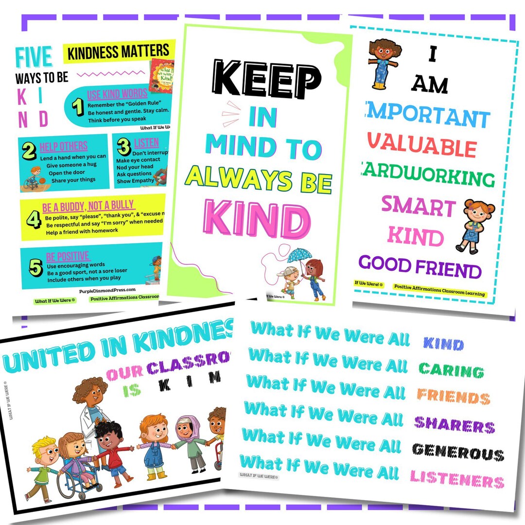Positive Affirmations Classroom Posters | Kindness Wall Art (PDF) - Etsy