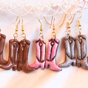 Cowgirl Boot Dangle Earrings | Polymer Clay Western Jewelry