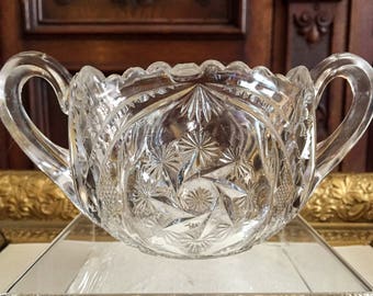 EAPG Open Sugar Bowl Double Pinwheel or Juno Beatty Brady Glass Company