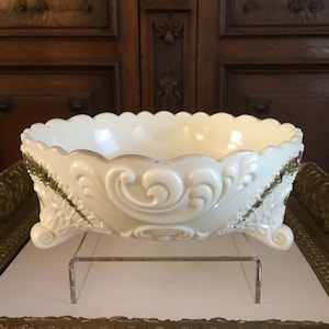 EAPG  Custard Glass Footed Bowl by McKee Geneva Pattern