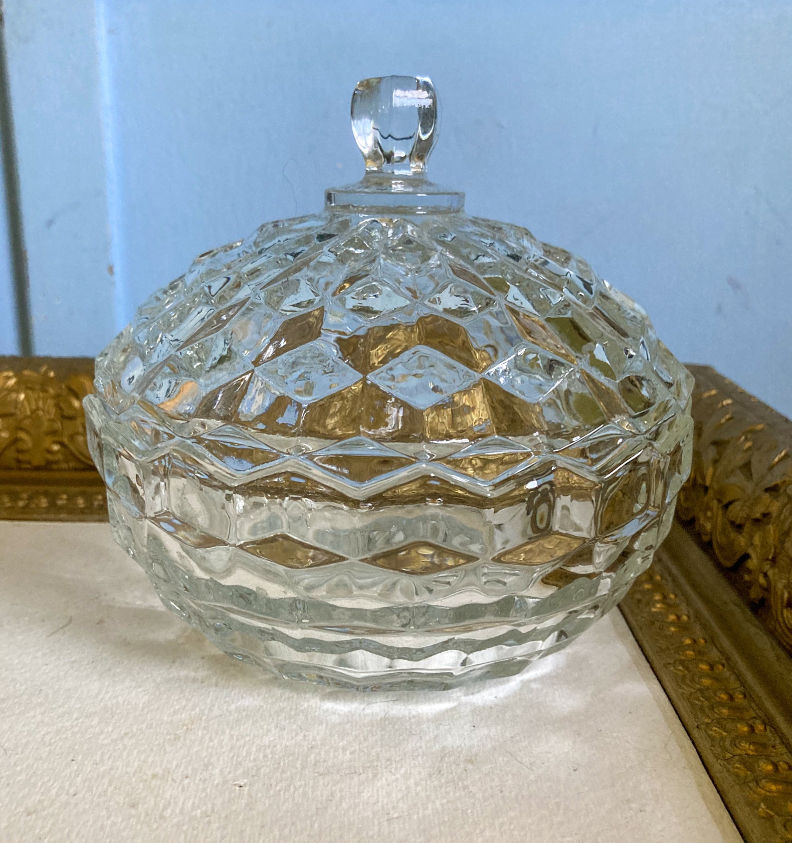 Fostoria American Candy Dish with Lid Etsy