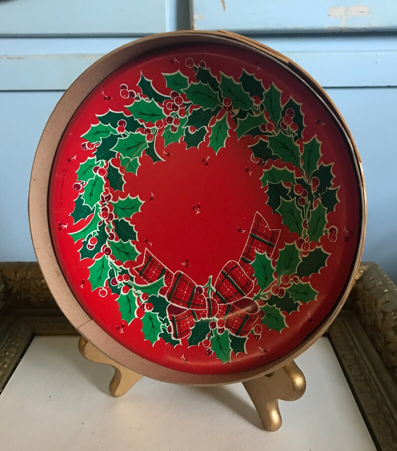 Vintage 1986 Hallmark Cards Round Box with Paper Plates image 2