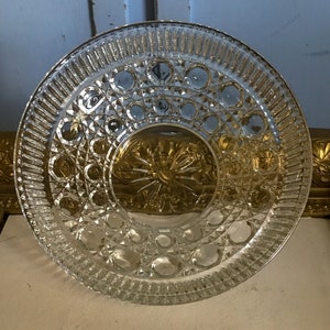 Retro Federal Glass Windsor Clear Button and Cane Bowl