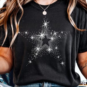 Sparkle Star Rhinestone Shirt: Festive Bling Star Tee & Sweatshirt
