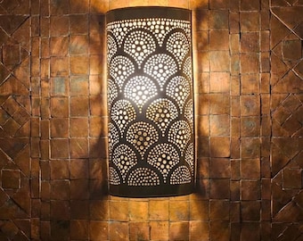 Perforated Brass Wall Sconce - Handmade Moroccan Lamp