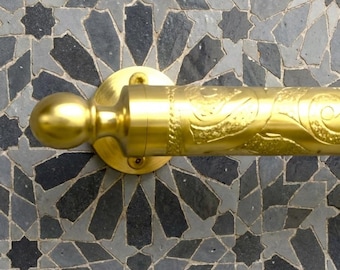 Handmade Moroccan Brass Door Handle - Intricate Hand-Engraved Solid Brass Pull