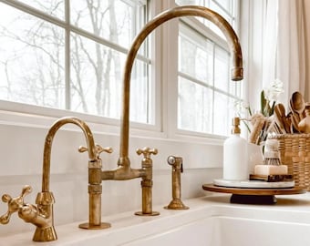 Unlacquered Brass Kitchen Faucet-Bridge Kitchen Faucet