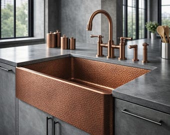 Handmade Copper Kitchen Sink, HandmadeMarrakech, Moroccan, Brass Faucets, Farmhouse Sink