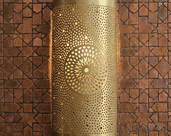 Handmade Brass Perforated Wall Sconce - Moroccan Light