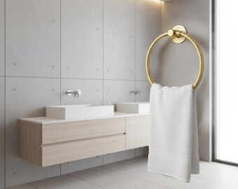 Handcrafted Moroccan Brass Towel Ring, Vintage Style Bathroom Décor