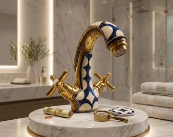 Luxury Moroccan Brass Sink Mixer, Artistic Bathroom Tap