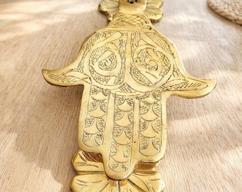 Moroccan Brass Hand of Fatima Door Knocker: Handmade Kamsa Decor