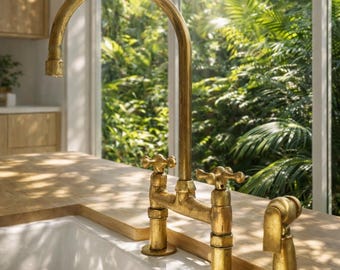 Unlacquered Brass Kitchen Faucet-Bridge Kitchen Faucet