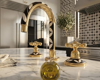 High-End Brass Faucet Black Gold – Designer Sink Tap – Luxury Bathroom & Kitchen Fixture Vintage Style