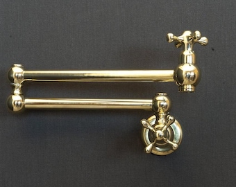 Solid Brass Pot Filler - Living Finish - Hand-Rubbed Vintage Style