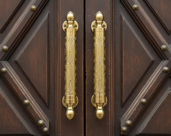 Moroccan Brass Door Handle – Hand-Engraved Solid Brass Pull