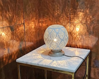 Handmade Moroccan Brass Egg Table Lamp