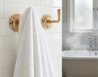 Handmade Brass Vintage Coat Hooks, Rustic Towel Hangers, Solid Brass