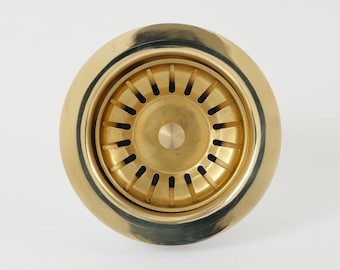 Unlacquered Brass Kitchen Sink Drain, Solid Brass Strainer With Removable Filter Basket