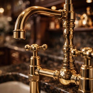 Handcrafted Unlacquered Brass Bridge Kitchen Faucet with Side Sprayer