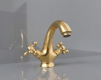 Unlacquered Brass Bathroom Faucet | Handcrafted Mono Basin Mixer