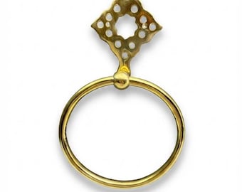 Handmade Brass Towel Ring with Decorative Wall Mount