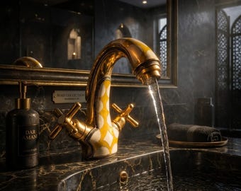 Luxury Moroccan Brass Sink Mixer, Artistic Bathroom Tap