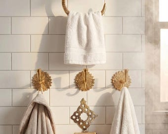 Copper Bathroom Accessories Set – 3 Piece Handmade Rustic Bathroom , Towel Ring, Wall Hooks & Soap Dish