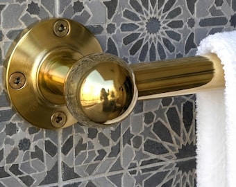 Handmade Unlacquered Brass Towel Bar - Vintage Style Hand