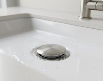 Pop-Up Sink Drain Stopper | Bathroom Basin Drain Plug | Stainless Steel Push Button Waste